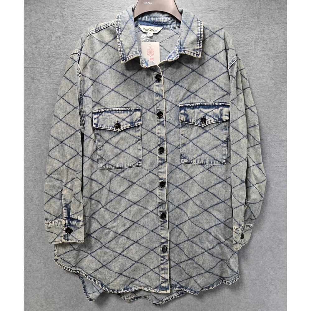 NEW Davi & Dani Bella Quilted Denim Jacket Size Medium
